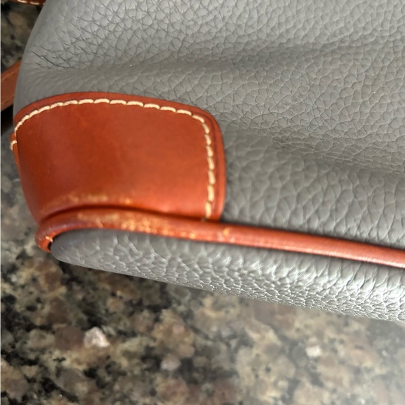 Dooney & Bourke Gray Leather Crossbody Bag with Brown Trim - Picture 7 of 9